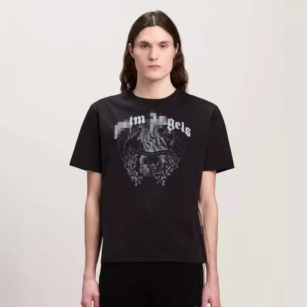 Palm Angels T-shirt Smoke Skull Angel Print Short Sleeve T-shirt
