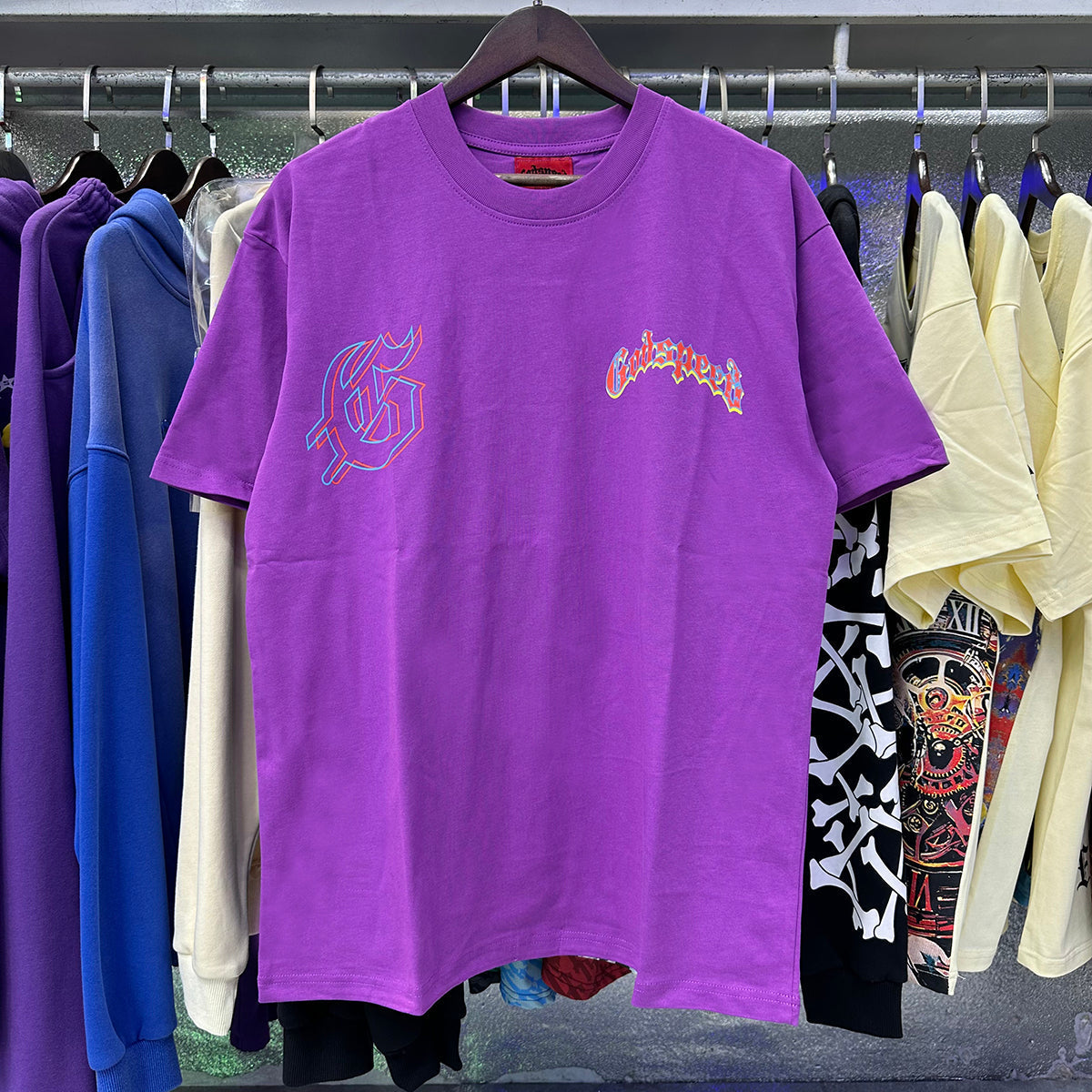 Godspeed T-shirts Great Western Skull Denim Cactus Print Cotton Casual Short Sleeve Men and Women