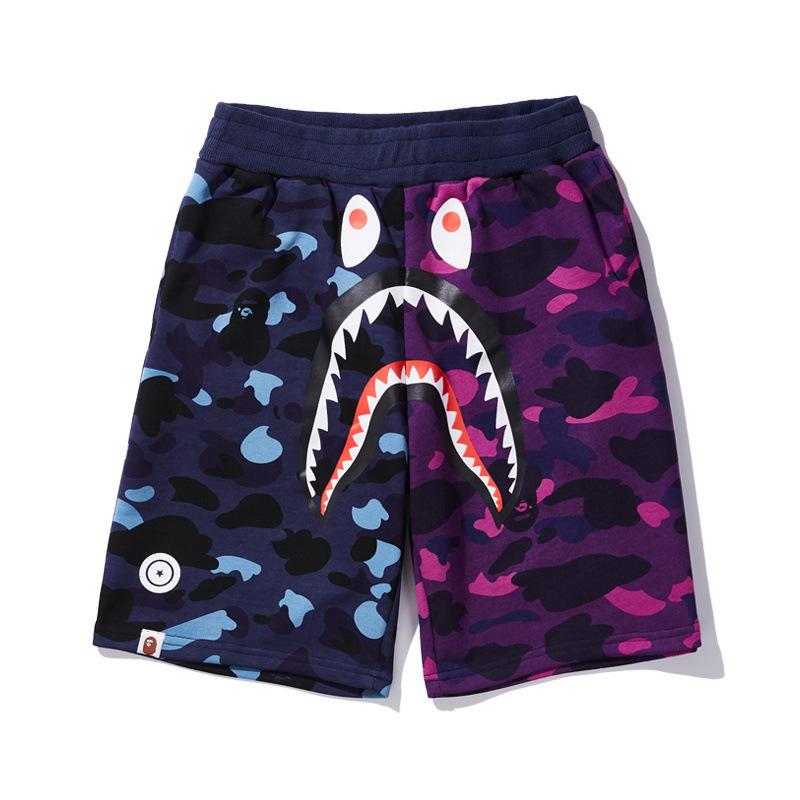 Bathing Ape Shorts Purple Patchwork Blue Men and Women Summer Camouflage Shorts Fashion Brand Casual Shorts