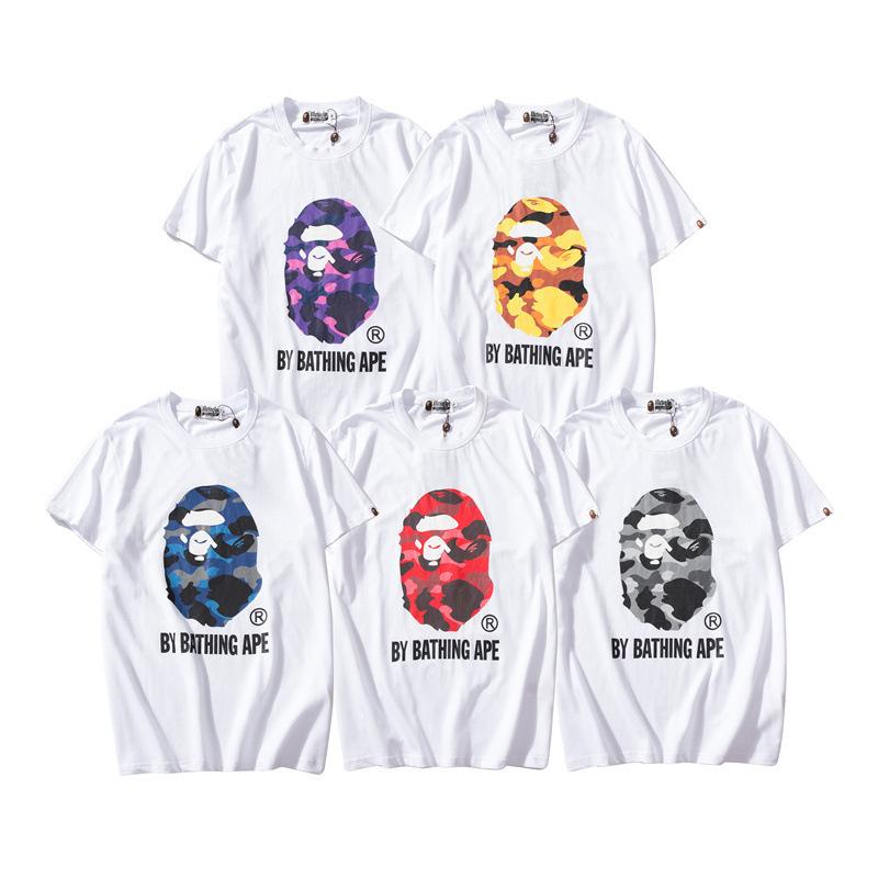 Bathing Ape T-Shirt Colorful Avatar Print Male and Female Couples Wear Youth Casual Top