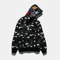 Bathing Ape Hoodie Autumn and Winter Men's Shark Luminous Camouflage Brushed Shark Sweater Men's Hooded Casual Coat