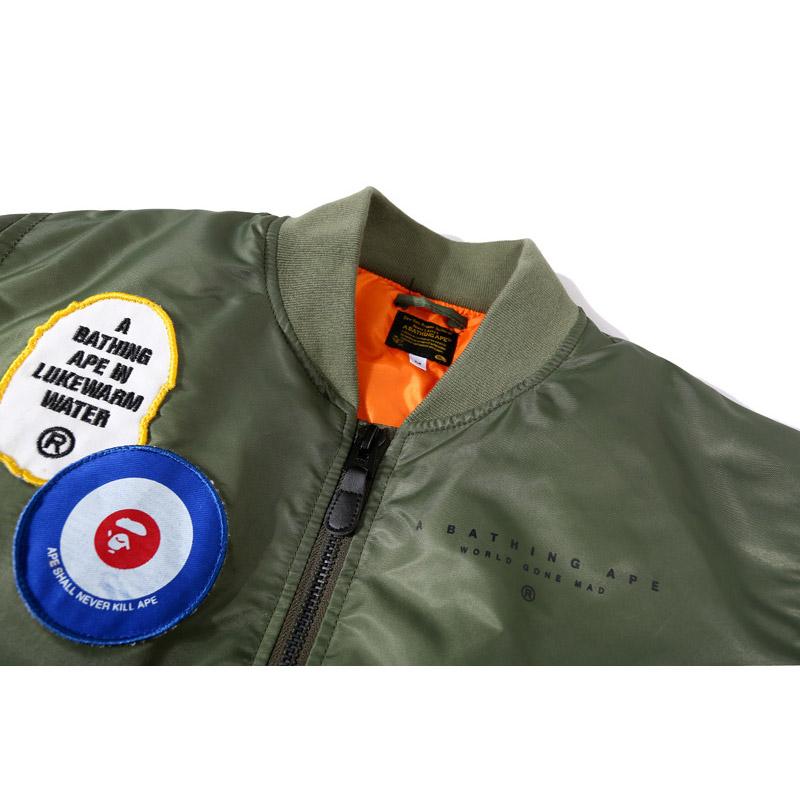 Bathing Ape Coat Autumn and Winter Men's Casual Armband Baseball Cotton-Padded Jacket Jacket Men's and Women's Coats