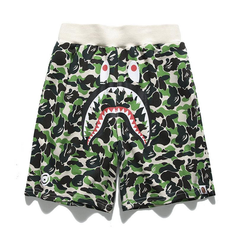 Bathing Ape Shorts Trendy Brand Camouflage Teeth Printed Men's Cotton Shorts