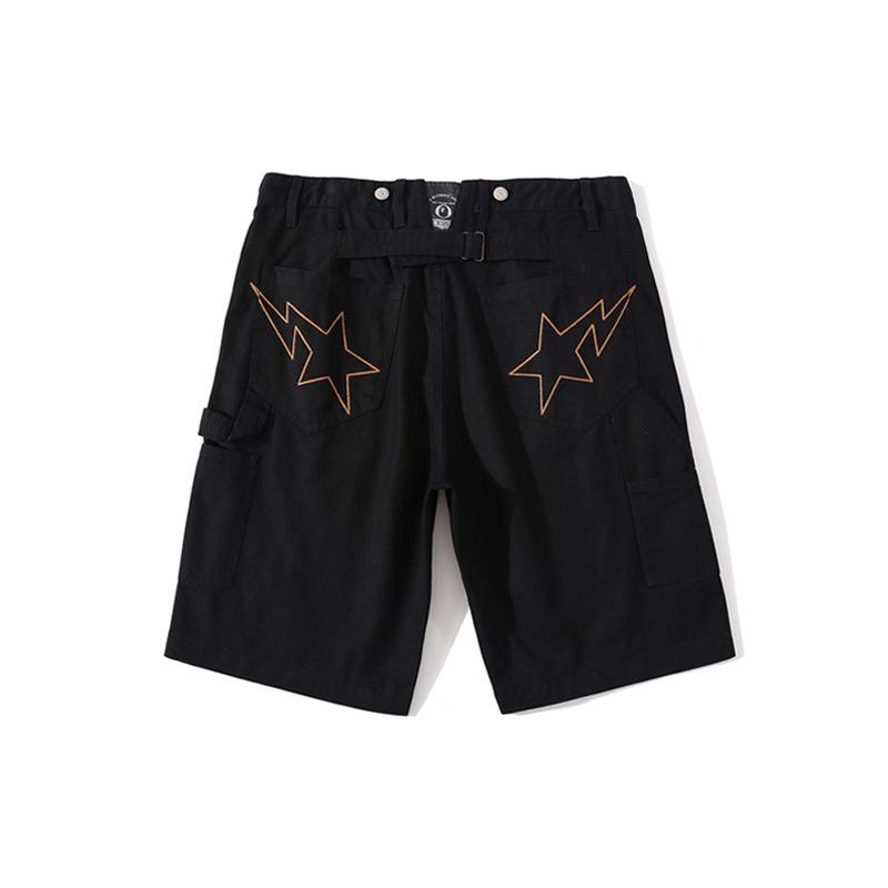 Bathing Ape Shorts Shark Head Embroidery Tiger Head Tooling Shorts Men's Casual Pants