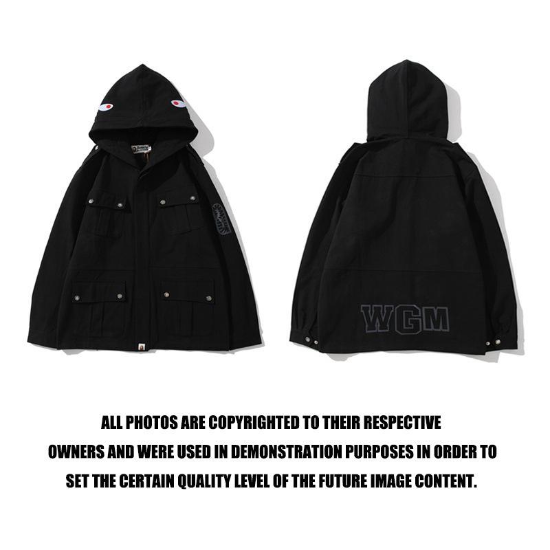 Bathing Ape Hoodie Spring Autumn Men's Solid Color Shark Head Coat Jacket