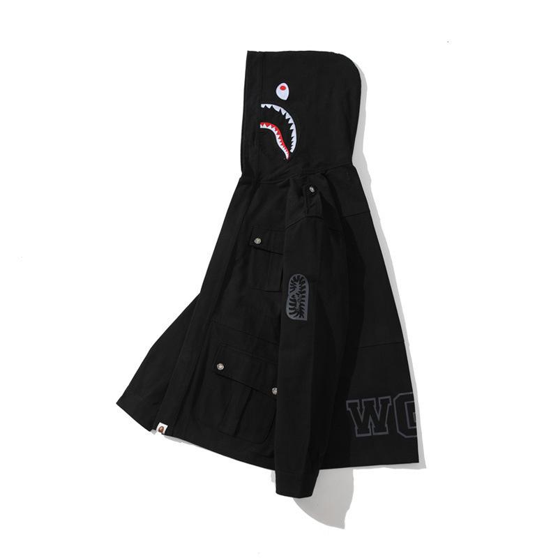 Bathing Ape Hoodie Spring Autumn Men's Solid Color Shark Head Coat Jacket