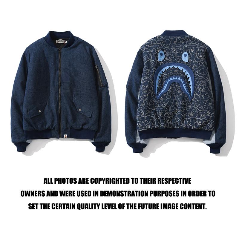 Bathing Ape Coat Denim Washed Cloth Baseball Cotton Coat Jacket Autumn and Winter Teenagers Men and Women