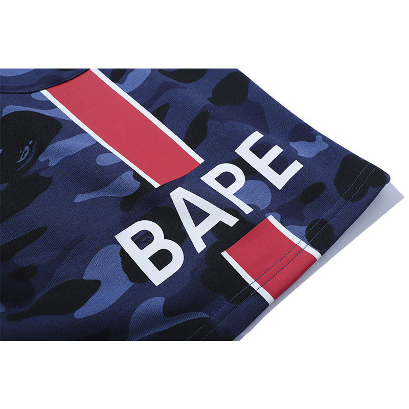 Bathing Ape Shorts Summer Large Size Loose Cropped Pants Camouflage Blue Fashion Shorts
