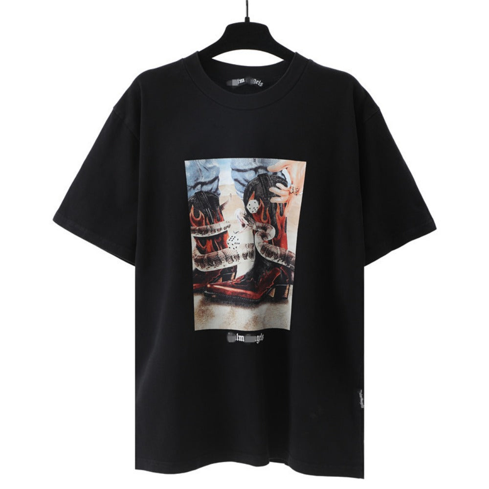 Palm Angels T-shirt Dice and Snake Print Short Sleeve T-shirt
