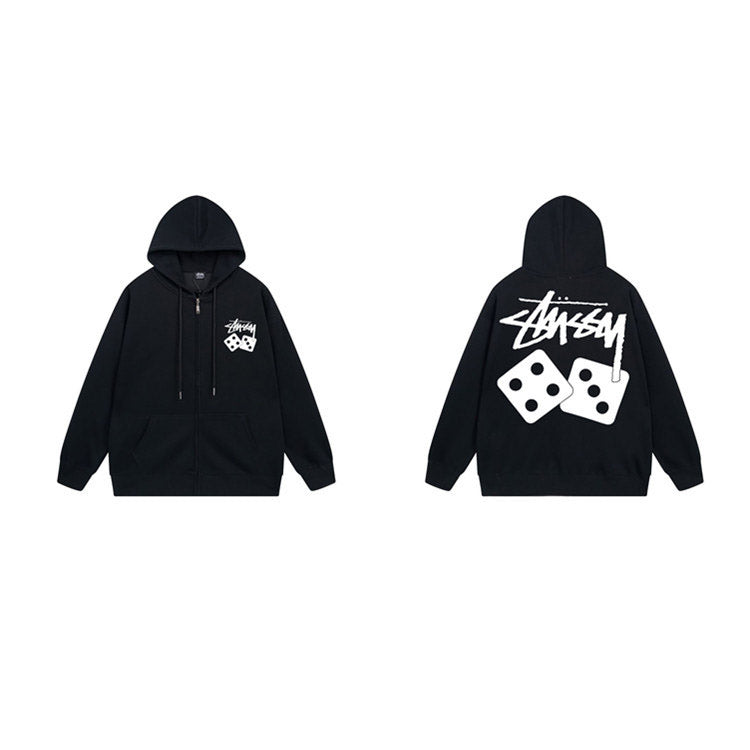 Stussy Hoodie Zip-Up Cardigan Fleece Hooded Sweater