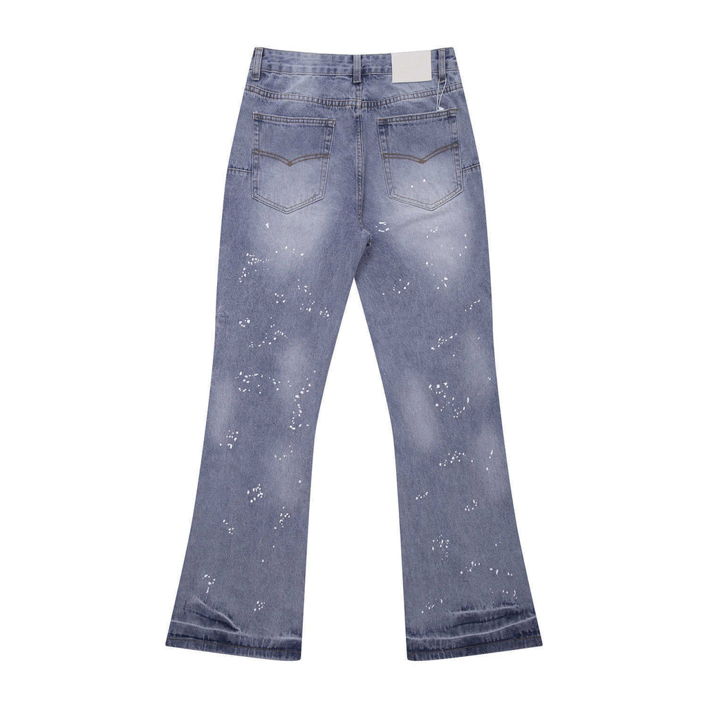 Gallery Dept Jeans with Artistic Ink Splatter and Distressed Flares