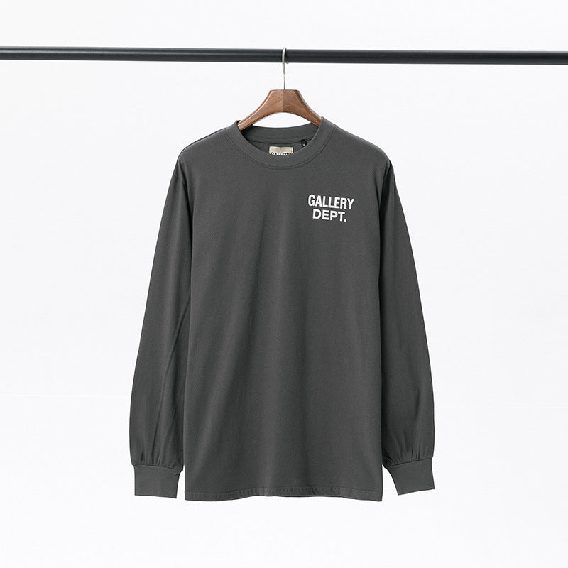 Gallery Dept T-shitrs Vintage Letter Print round Neck Long Sleeve T-shirt