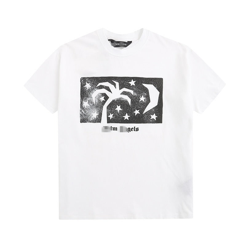 Palm Angels T-shirt Star Moon Print Short Sleeve T-shirt