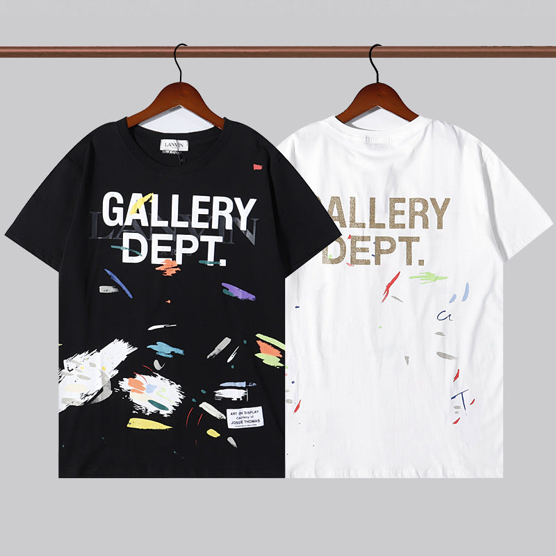 Gallery Dept T-shitrs Summer Vintage Splash-Ink Letter T-shirt Short Sleeve Men