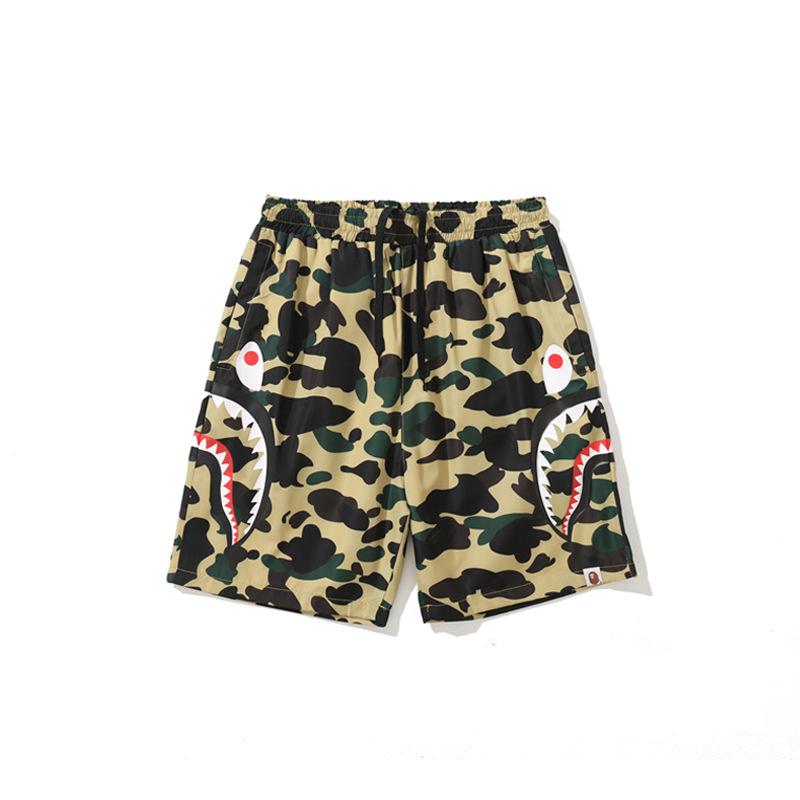 Bathing Ape Shorts Men's Side Double Shark Head Windbreaker Cloth Shorts Elastic Waist Fifth Pants Middle Pants Casual Shorts