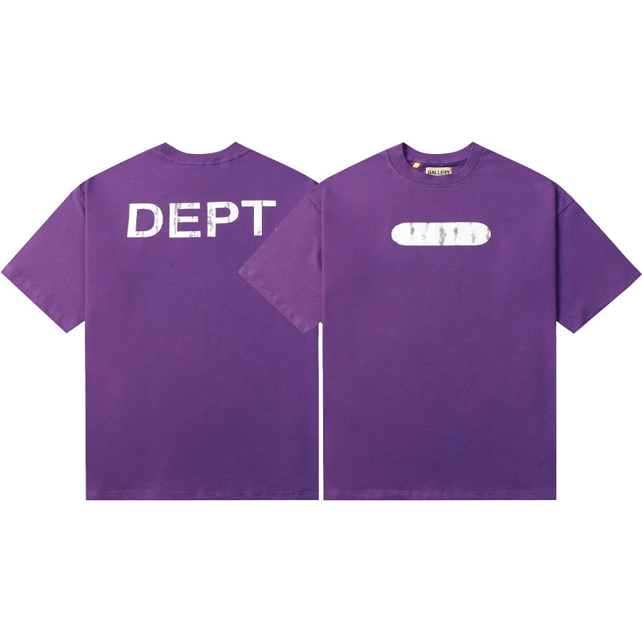Gallery Dept T-Shirt Hand Painted Ink Splashing Alphabet Washed Retro Short Sleeve T-Shirt