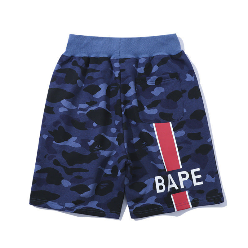 Bathing Ape Shorts Summer Large Size Loose Cropped Pants Camouflage Blue Fashion Shorts
