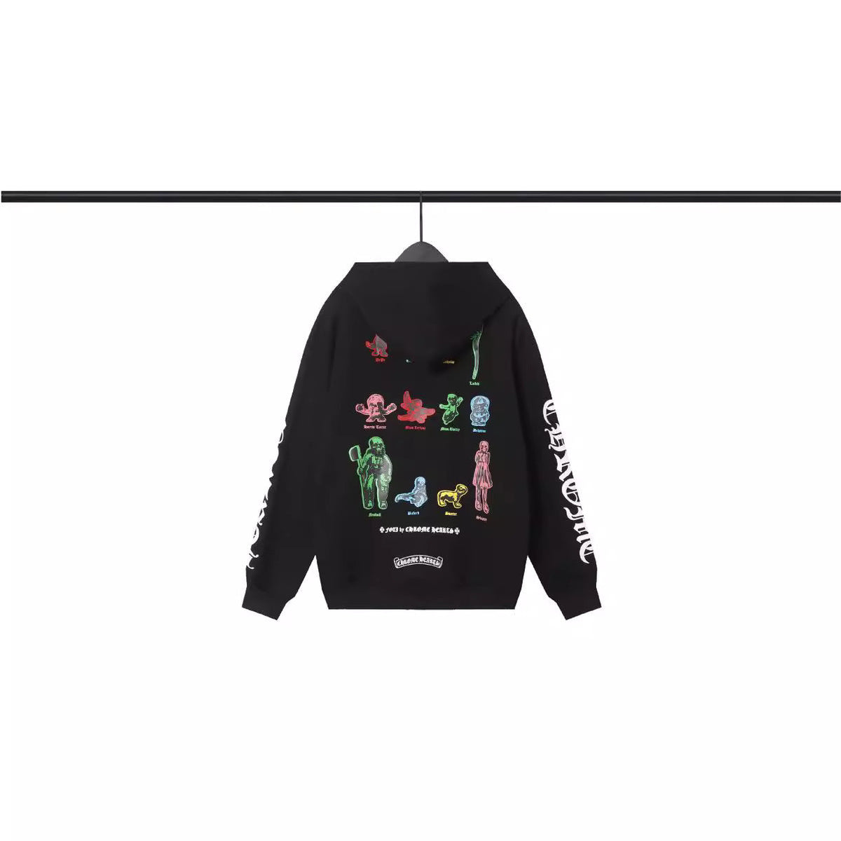Chrome Heart Hoodie Crowe Cartoon Graffiti Zip Hoodie Jacket Hooded Sweater