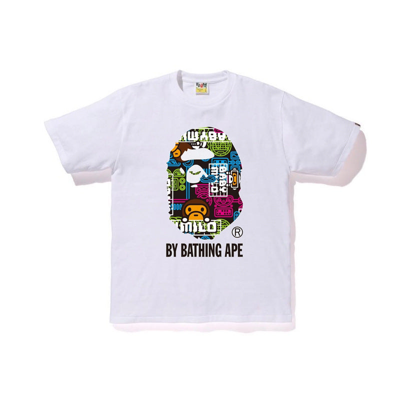 Bathing Ape T-Shirt Summer Printed Short-Sleeved T-shirt for Men and Women