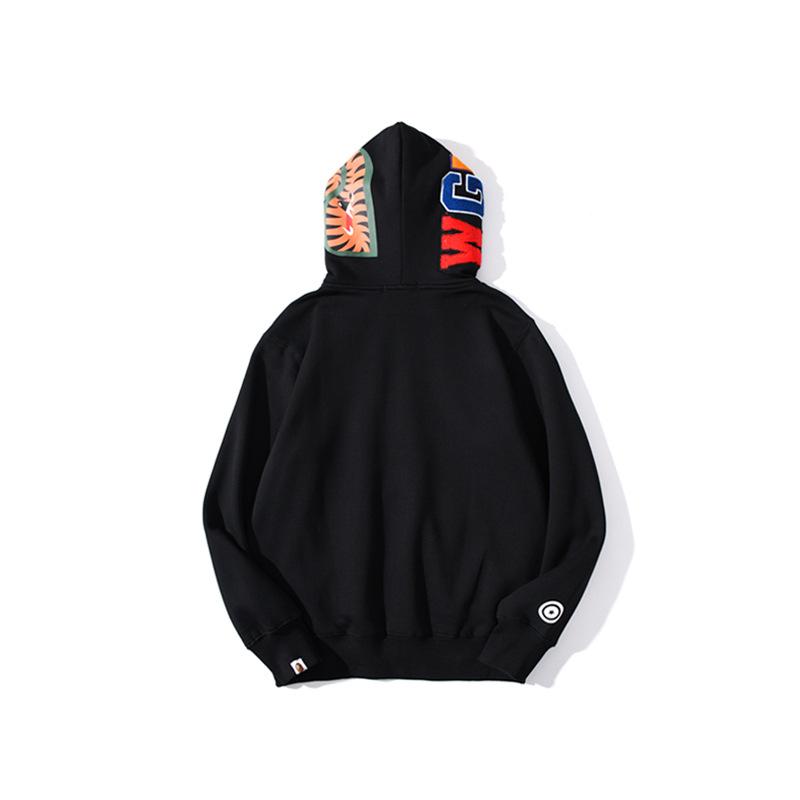 Bathing Ape Jacket Autumn and Winter Solid Color Blue Pink Double Hood Sweater Men and Women Zipper Fleece Padded Coat