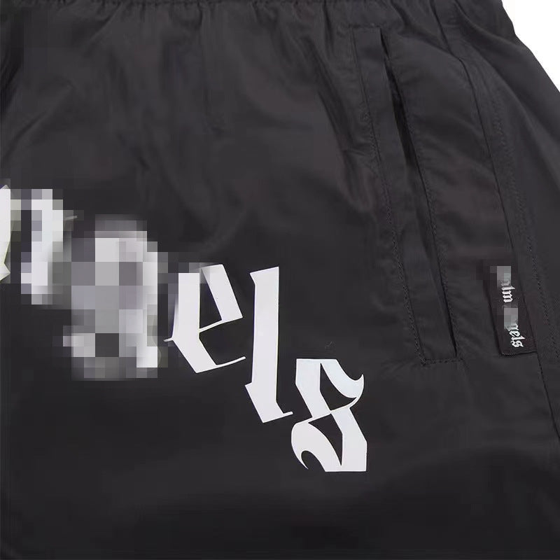 Palm Angels Shorts Angel Letter Print Loose Cropped Pants for Men and Women