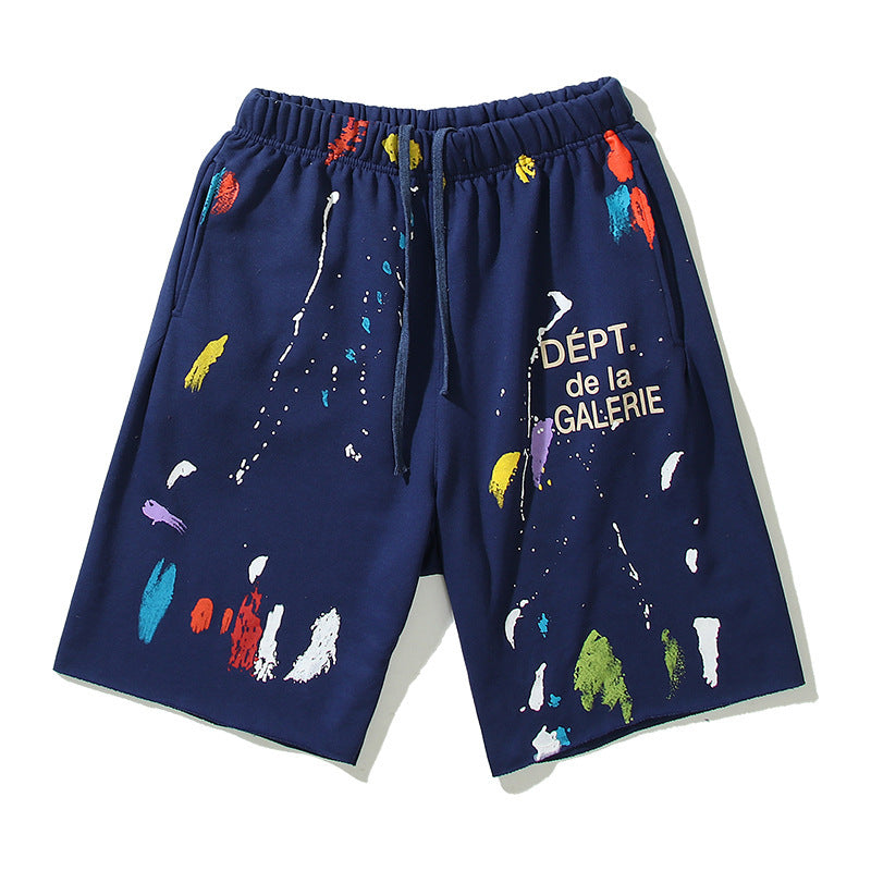 Gallery Dept Shorts Hand Painted Graffiti Ink Splashed Alphabet Casual Shorts