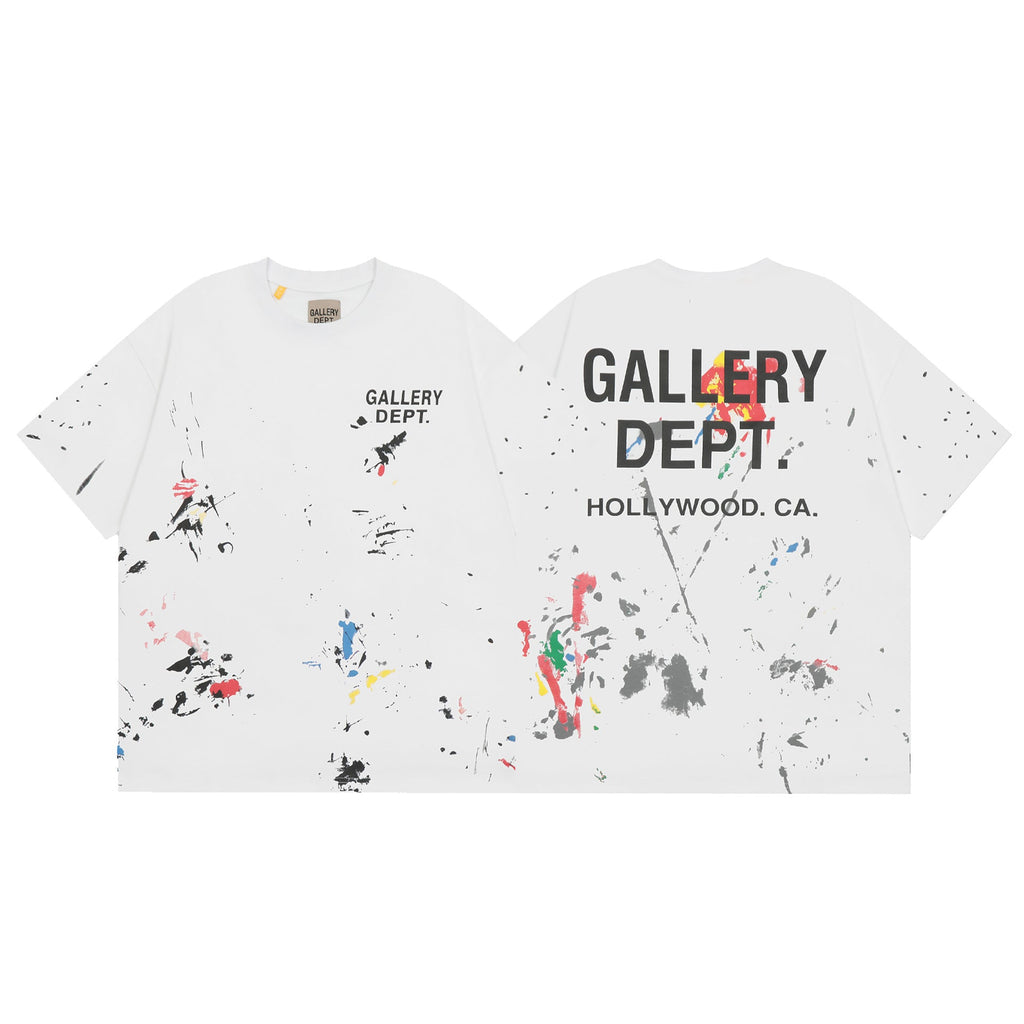Gallery Dept T-Shirt Color Hand Painted Splash Ink Letter Print Short Sleeve T-Shirt