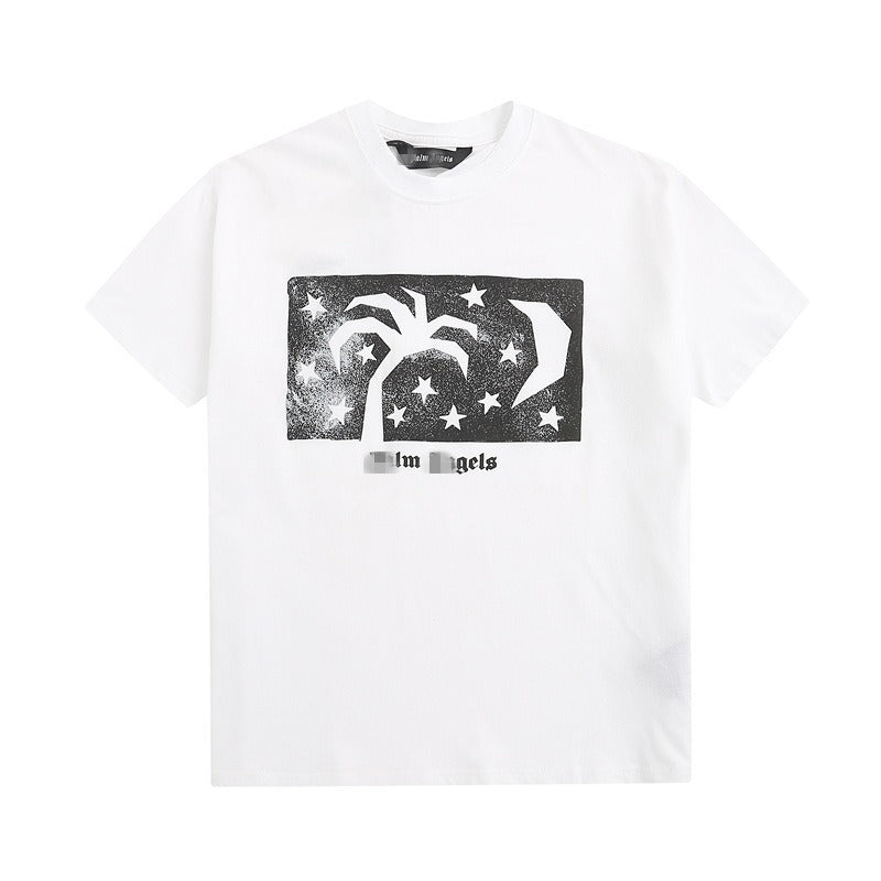 Palm Angels T-shirt Star Moon Print Short Sleeve T-shirt