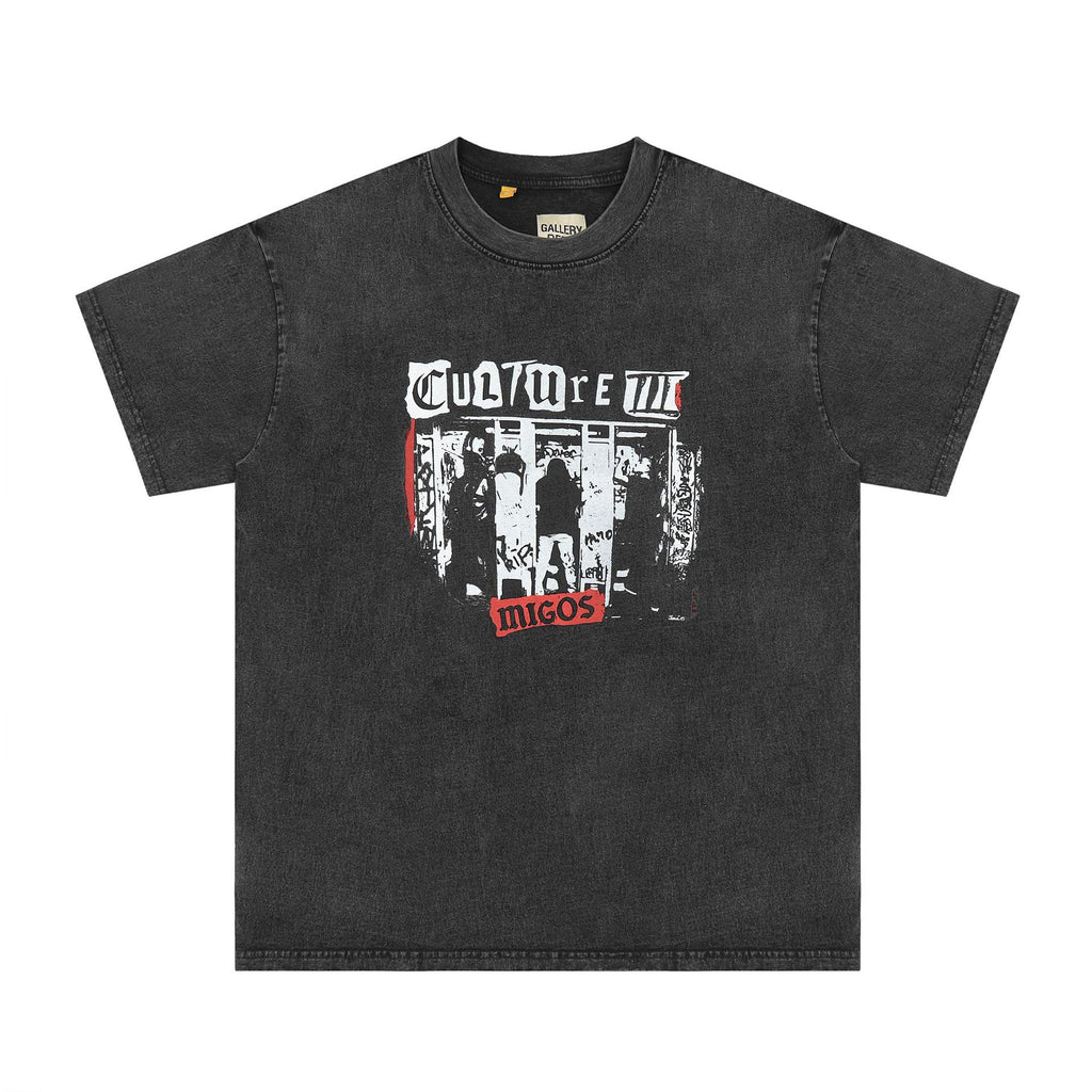 Gallery Dept T Shirts Fashion Short Sleeve Gallery Dept Washed Old High Street T-shirt BF Loose