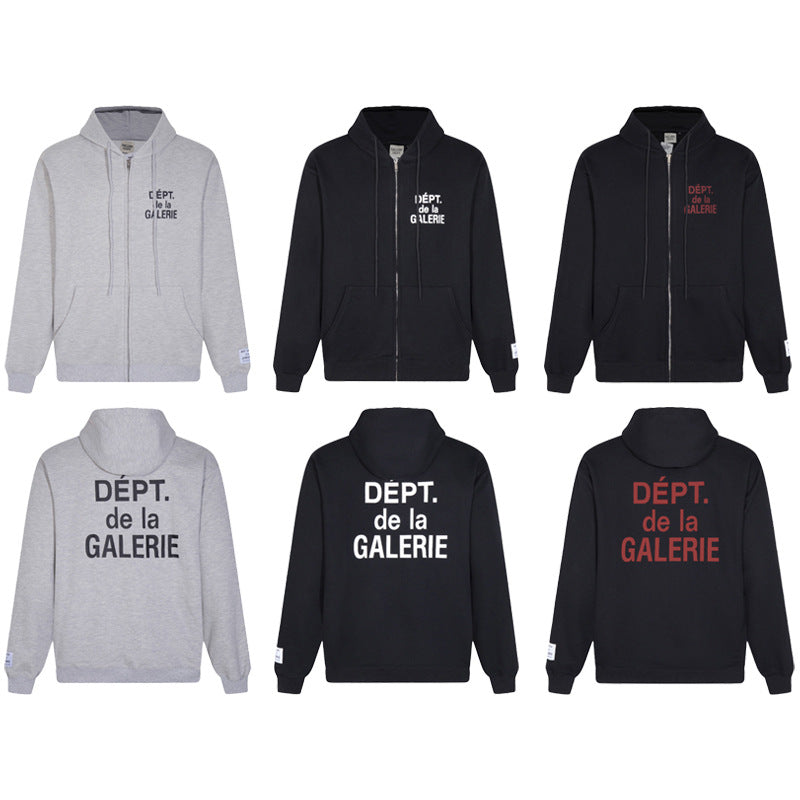 Gallery Dept Hoodie Alphabet Slogan Cardigan Hooded Sweater