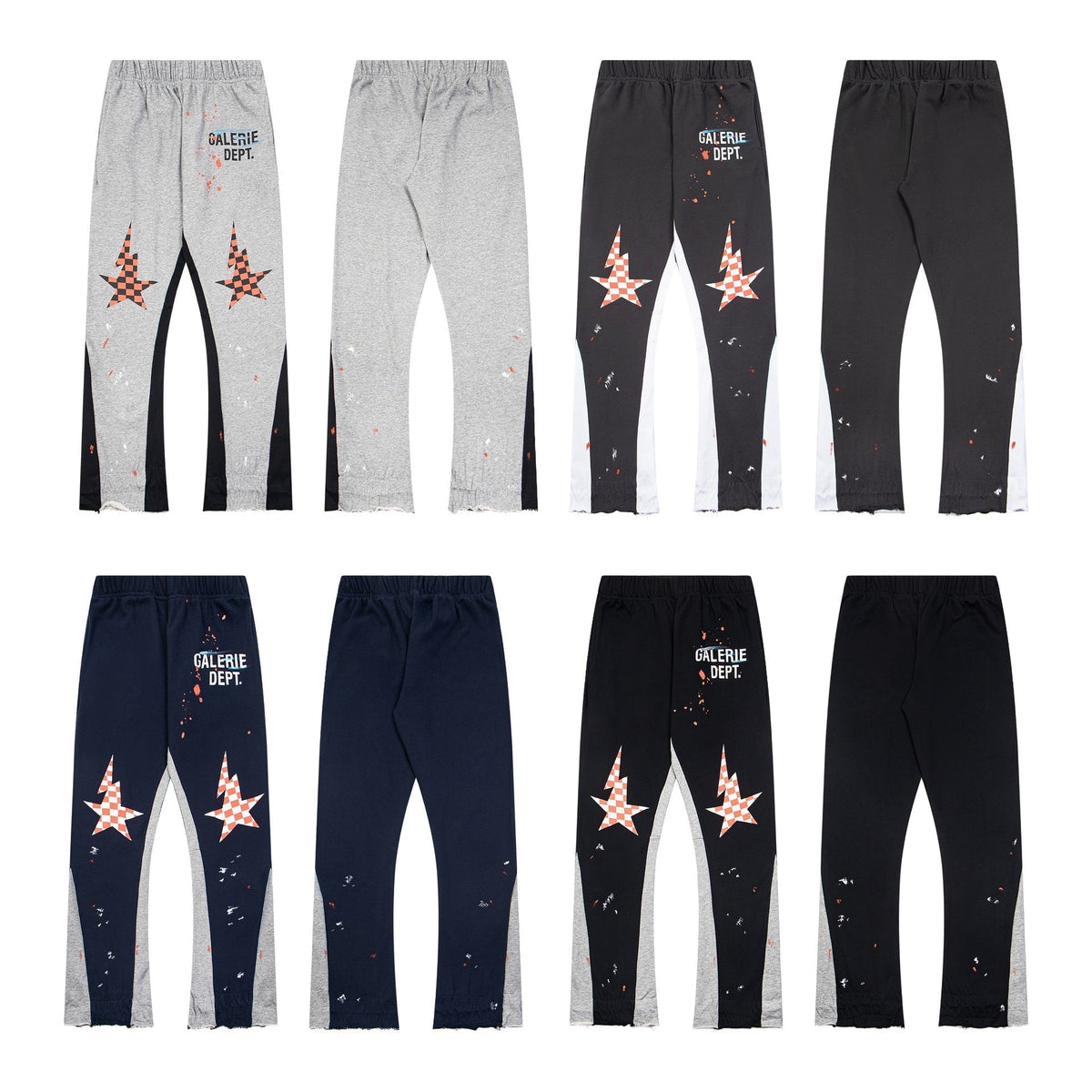 Gallery Dept Sweatpants Hand-painted splashed ink letter patch splicing casual trousers