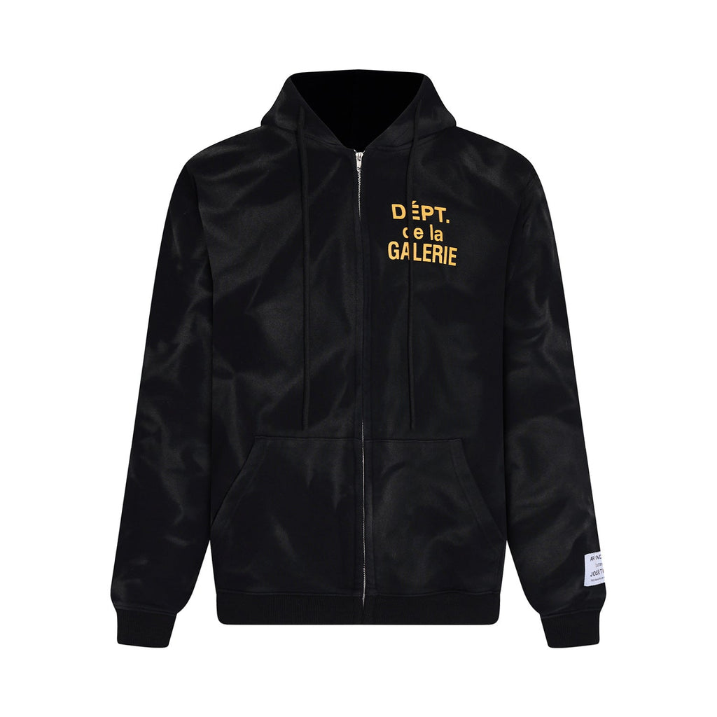 Gallery Dept Hoodie Letter Tie-Dye Washed Hooded Sweater Cardigan Jacket