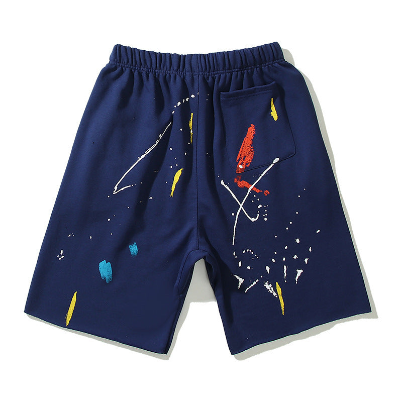Gallery Dept Shorts Hand Painted Graffiti Ink Splashed Alphabet Casual Shorts