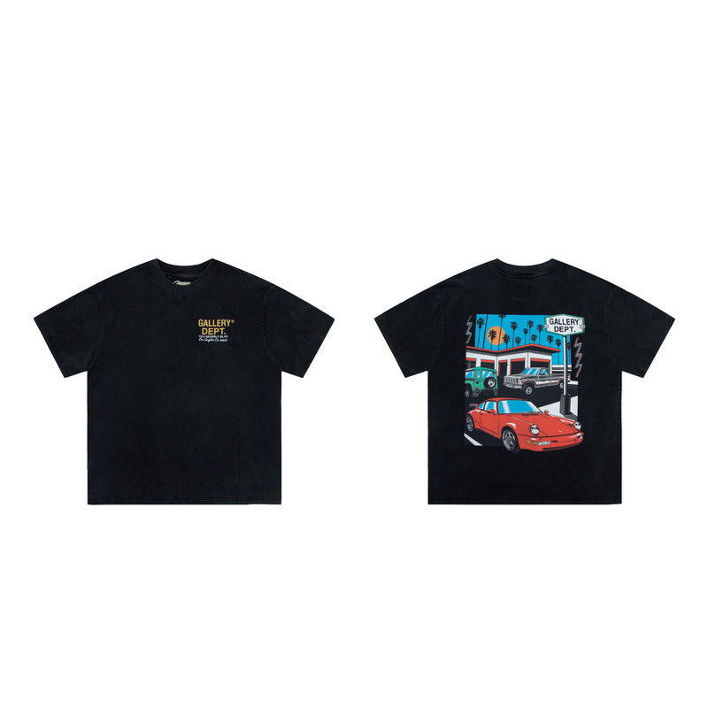 Gallery Dept T-shitrs Retro Distressed Cartoon Car Short Sleeve Men and Women