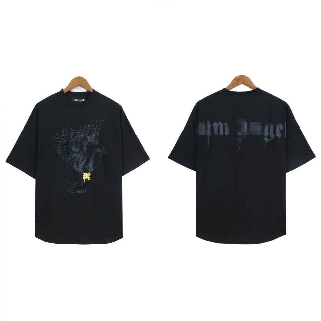 Palm Angels T-shirt Pigeon Flow Lacquer Letter Foam Short Sleeve T-shirt