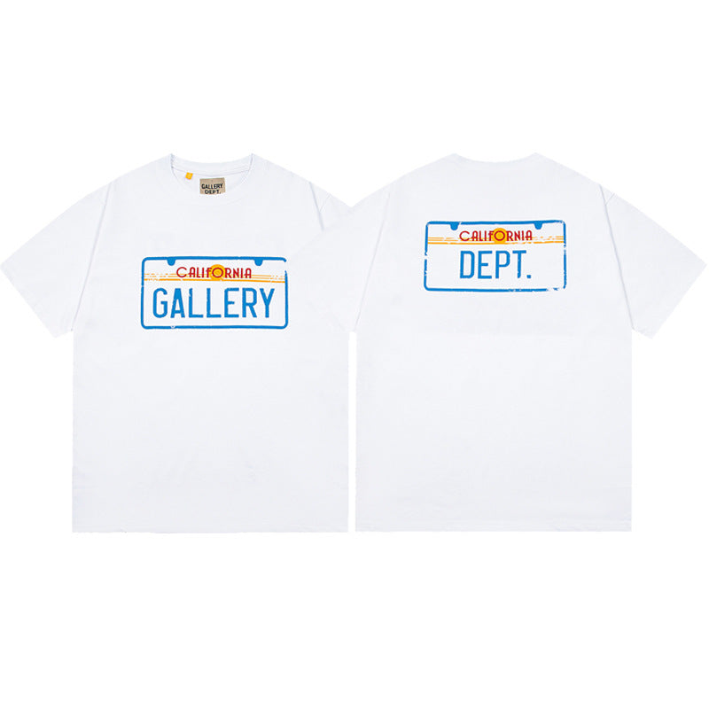 Gallery Dept T-Shirt Letter Pattern Washed Old Short Sleeve T-Shirt