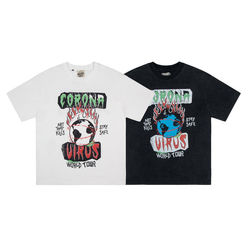 Gallery Dept T-shitrs Men's Retro Graffiti Printing Short Sleeve