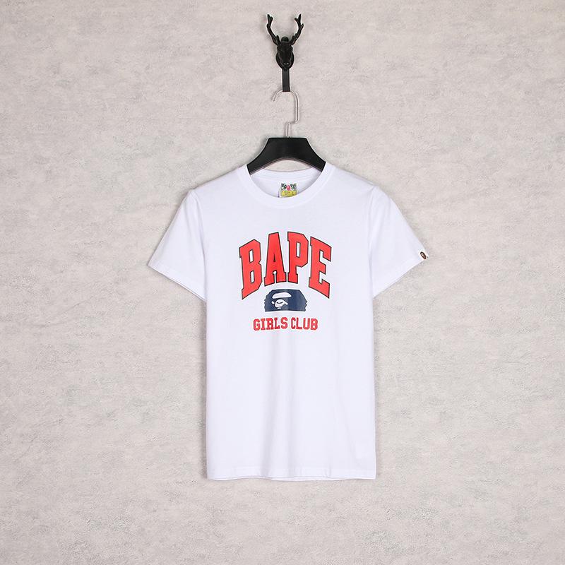 Bathing Ape T-Shirt Black White Summer Cartoon Letter Print Casual Short Sleeve T-shirt