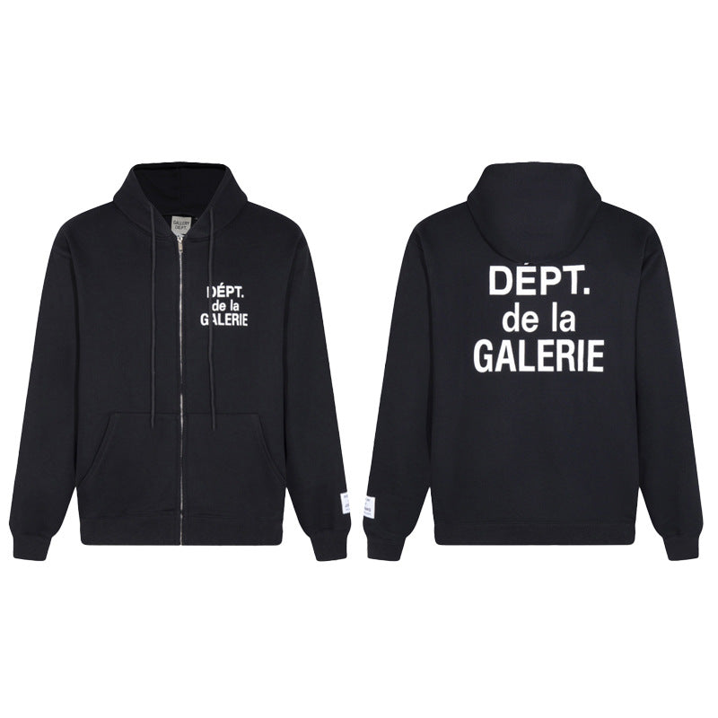 Gallery Dept Hoodie Alphabet Slogan Cardigan Hooded Sweater