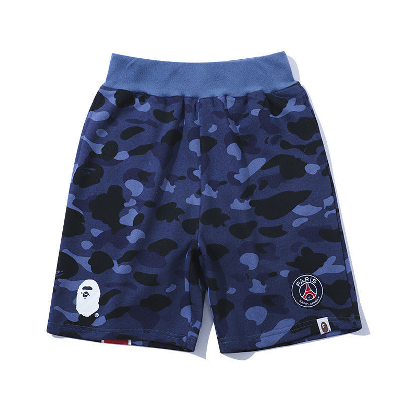 Bathing Ape Shorts Summer Large Size Loose Cropped Pants Camouflage Blue Fashion Shorts