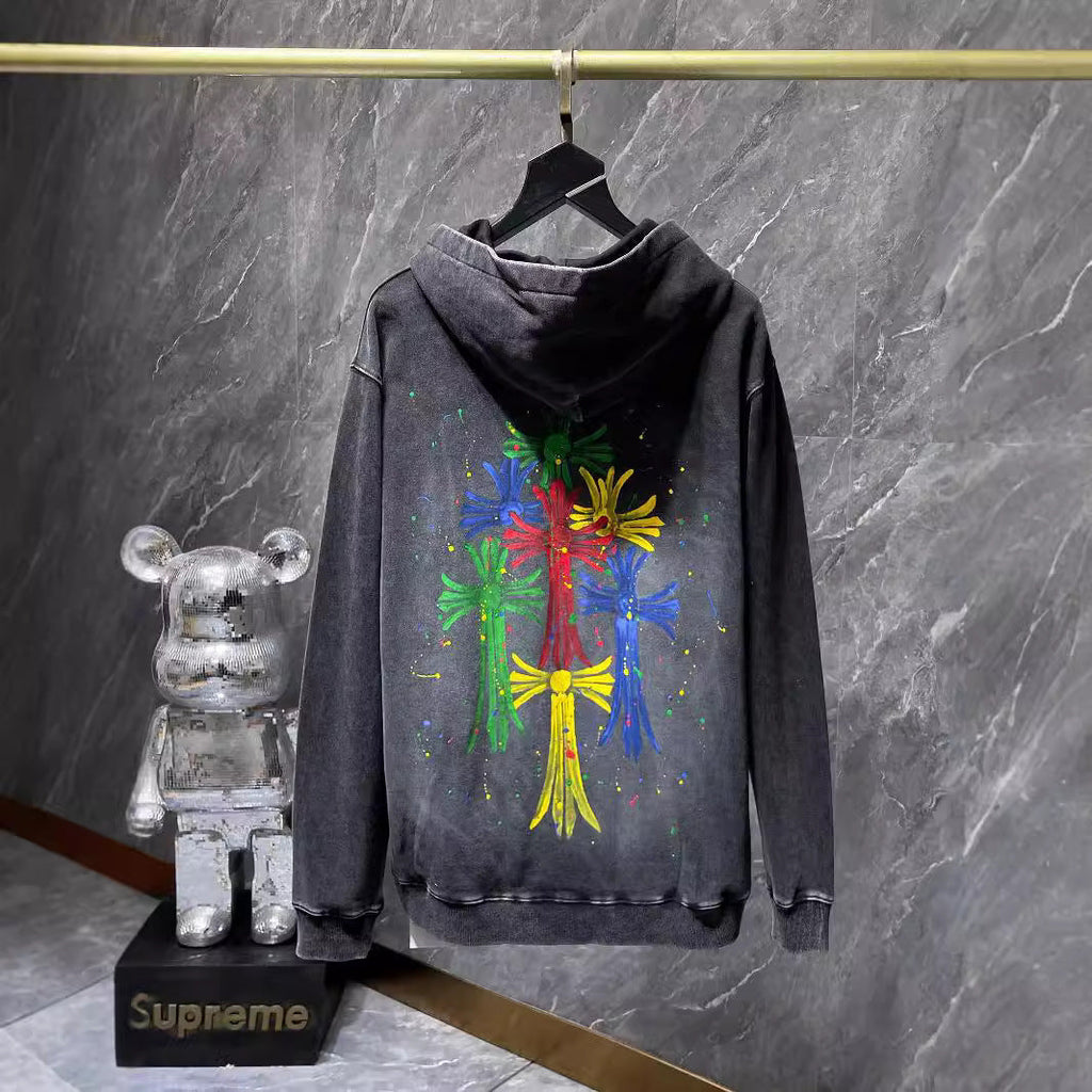 Chrome Heart Hoodie Autumn/Winter Colored Cross Hooded Pullover Sweater