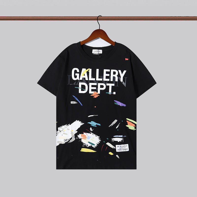 Gallery Dept T-shitrs Summer Vintage Splash-Ink Letter T-shirt Short Sleeve Men
