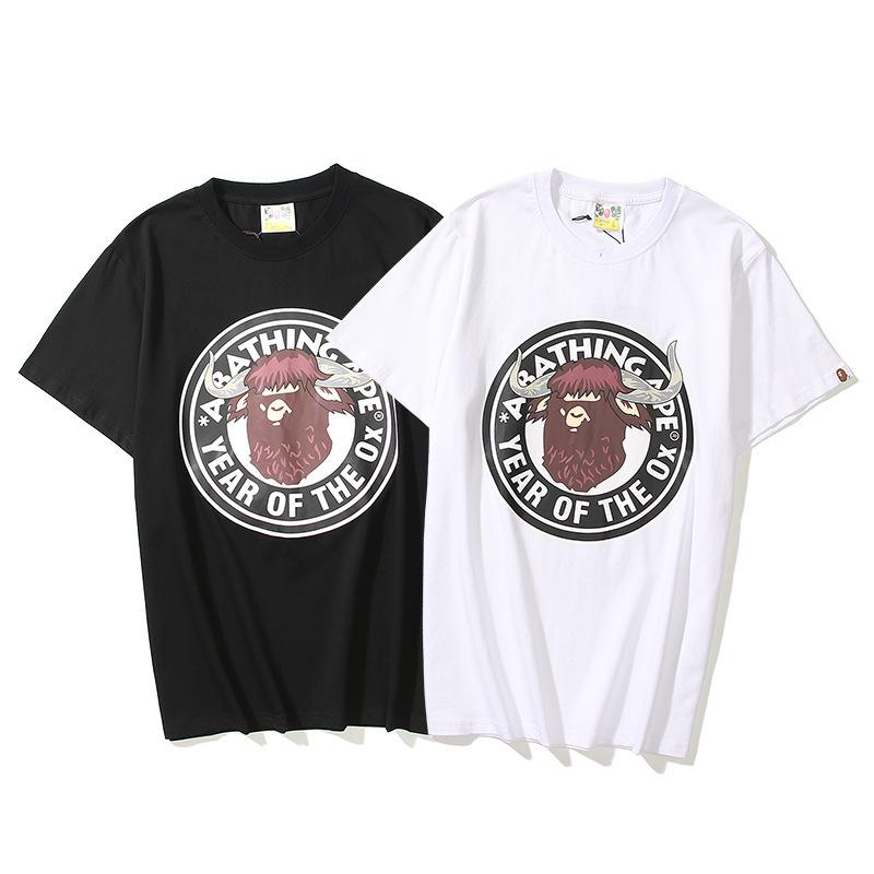 Bathing Ape T-Shirt T-shirt Short Sleeve Black Fashion Loose