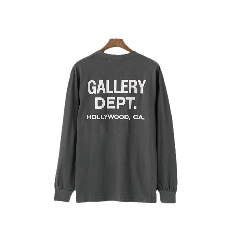 Gallery Dept T-shitrs Vintage Letter Print round Neck Long Sleeve T-shirt