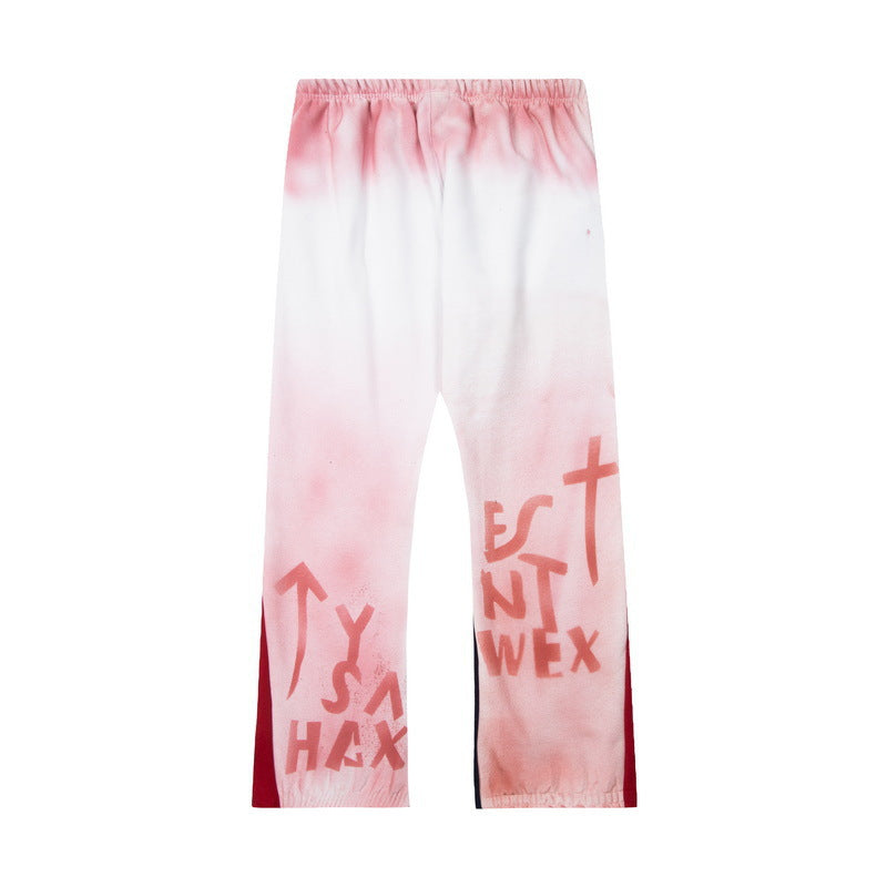 Gallery Dept Sweatpants Tie-dye Splash Ink Graffiti Alphabet Print Casual Sweatpants Trousers