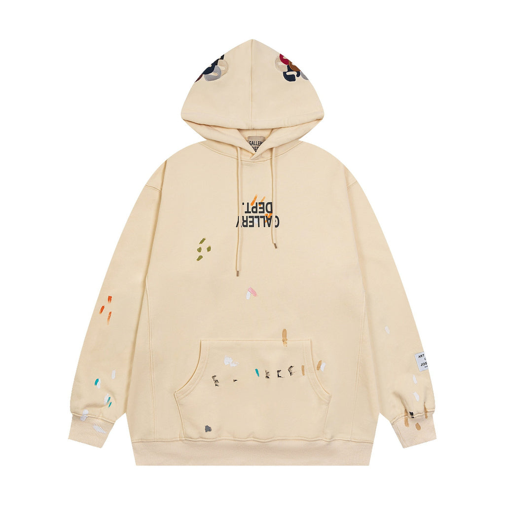 Gallery Dept Hoodie Splash Ink Letter Embroidered Hooded Sweater