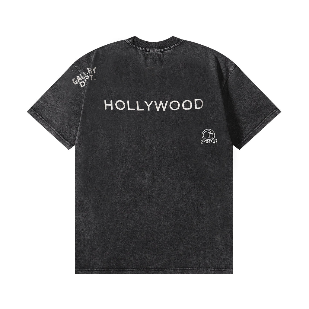Gallery Dept T-Shirt Alphabet Slogan Printed Retro Washed Short Sleeve T-Shirt