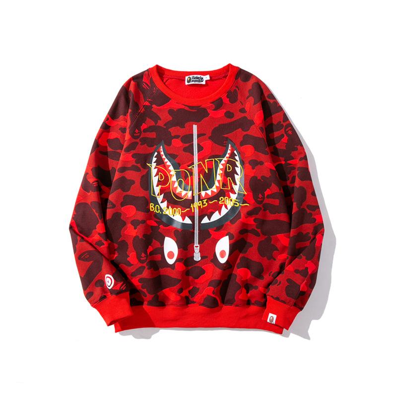 Bathing Ape Sweatshirts Spring and Autumn Shark Head Camouflage Pullover Sweater Thin Men and Women