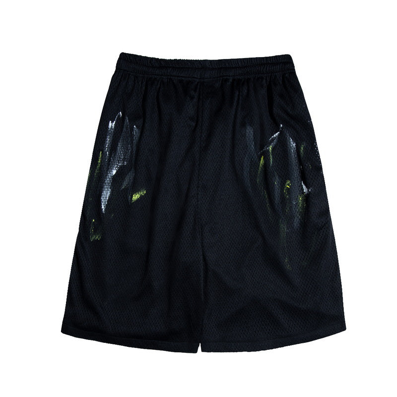 Gallery Dept Men Shorts European and American Street Trendy Gallery Dept Summer New Web Pants Splash Paint Leisure Sports Five-Point Beach Shorts Straight