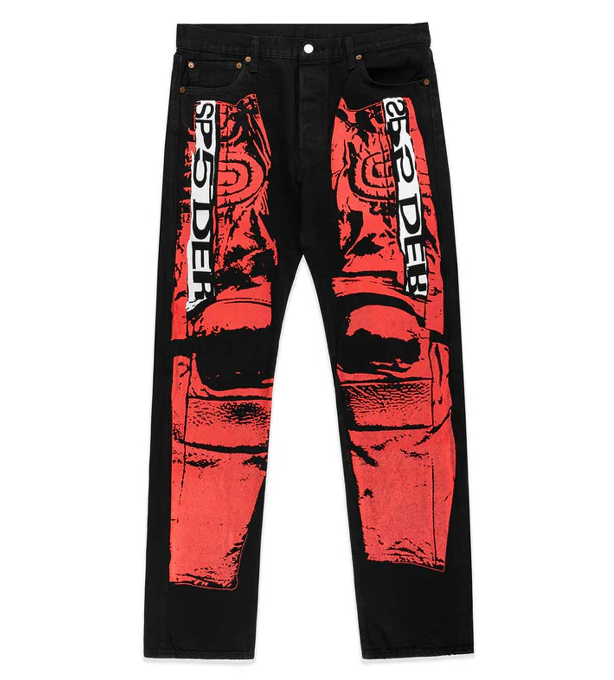 Sp5der Painted Moto Denim Pant Black/Red